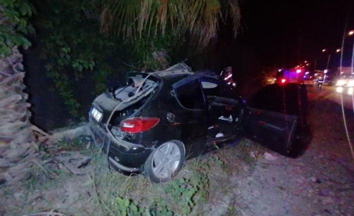 Otomobil takla atıp palmiyeye çarptı: 1 ölü
