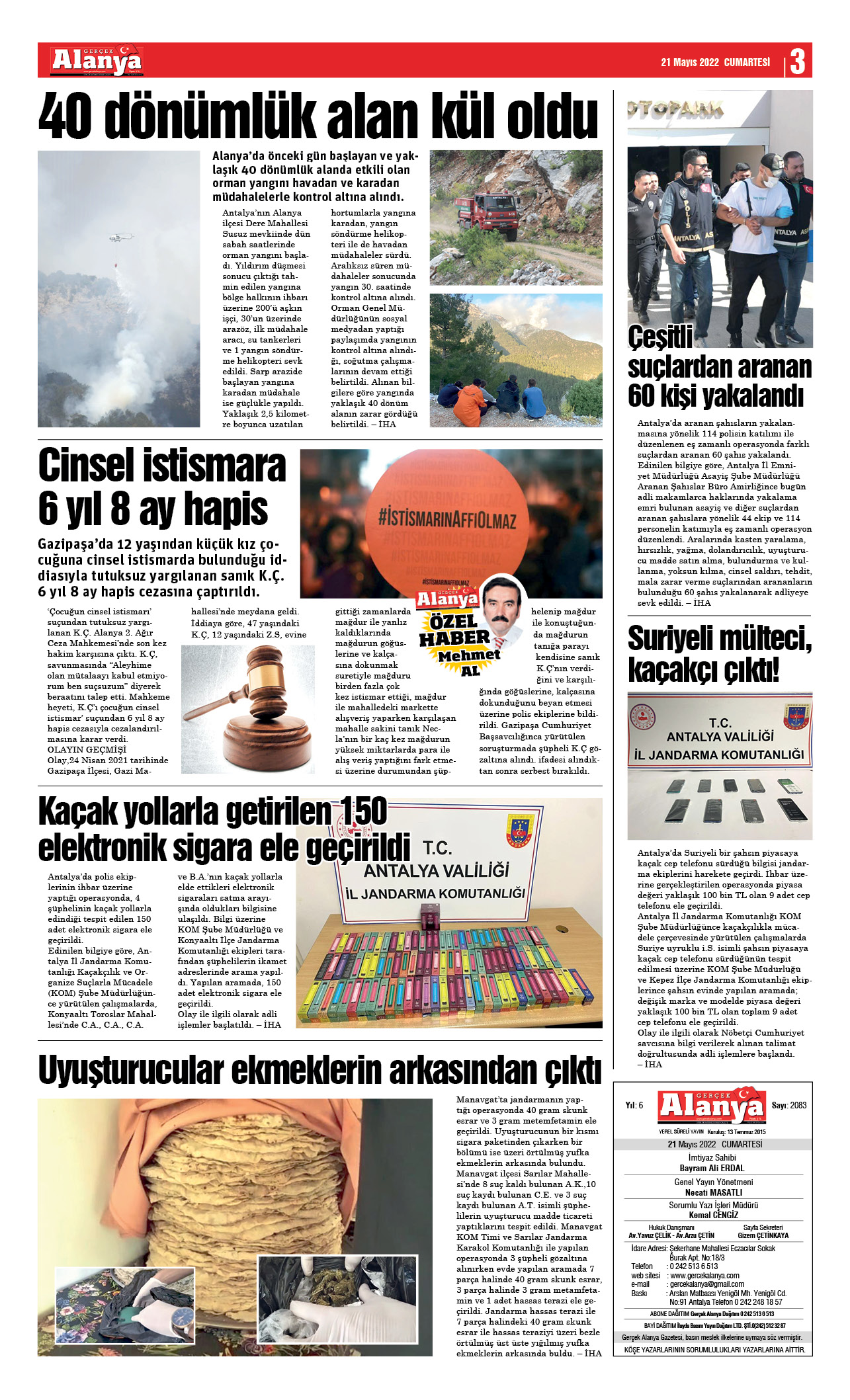 Gerçek Alanya Gazetesi - 21.05.2022 Manşeti