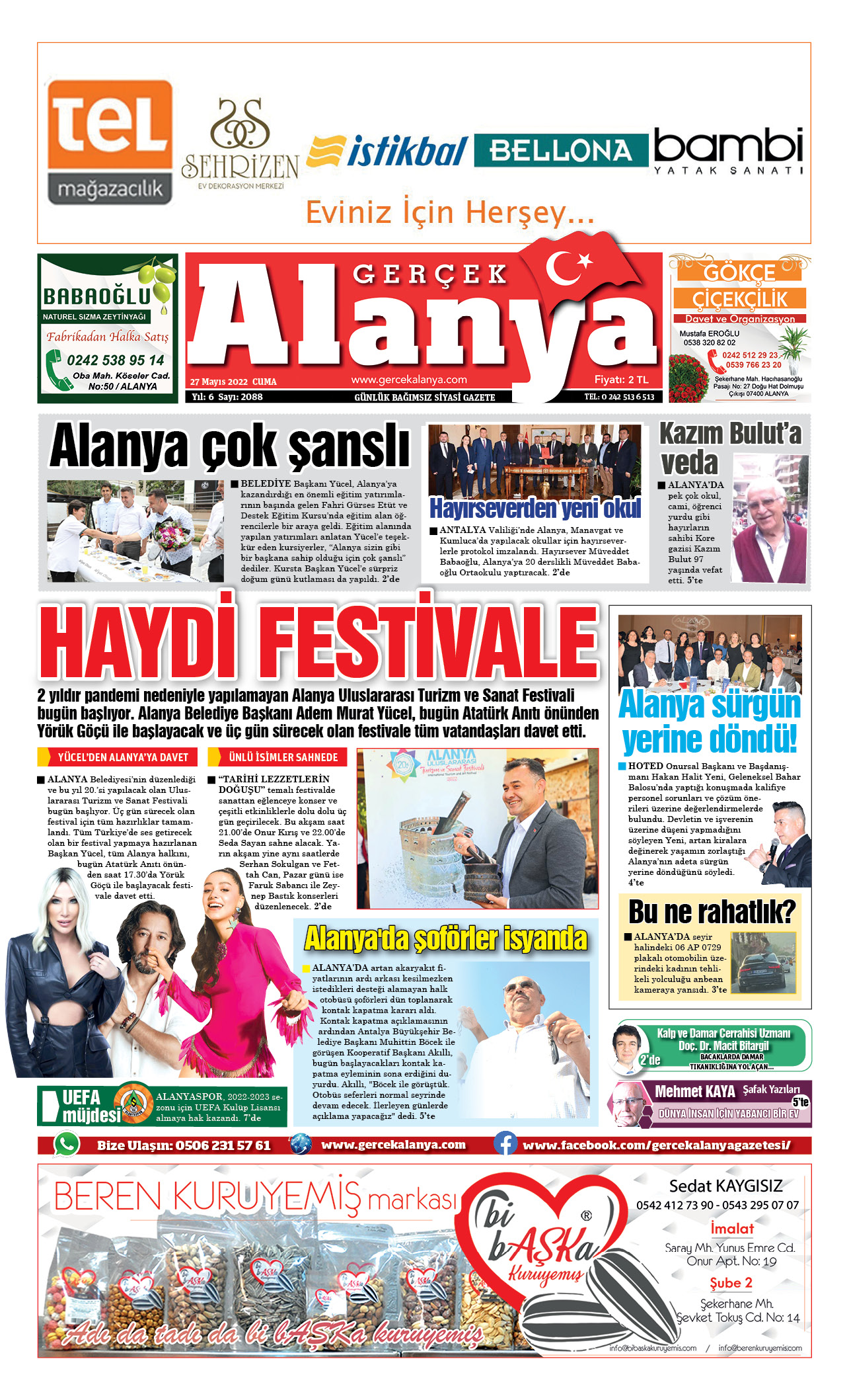 Gerçek Alanya Gazetesi - 27.05.2022 Manşeti
