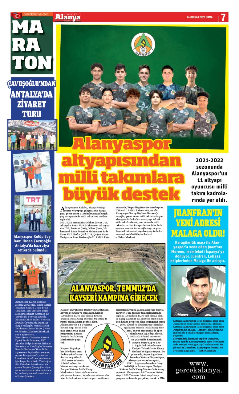 Gerçek Alanya Gazetesi - 24.06.2022 Manşeti